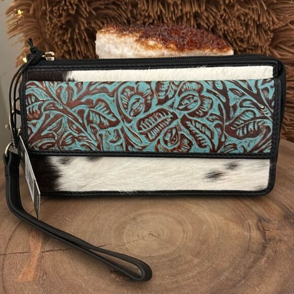 Myra Bag Kettle Hill Hand-Tooled Banded Wallet - Picture 1 of 6